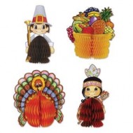 Thanksgiving Pilgrim & Indians Honeycomb Centrepieces 